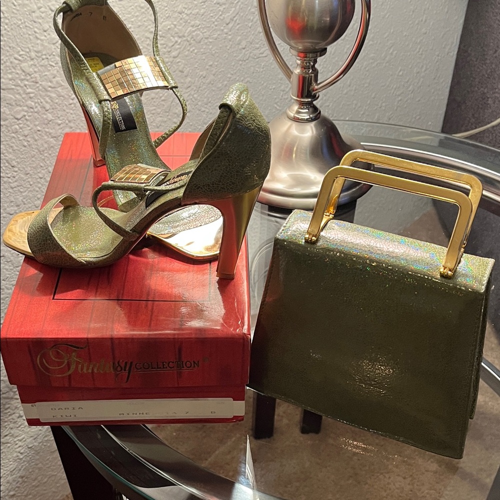 Dazed Fantasy Green Crossbody Bag with Gold Accents